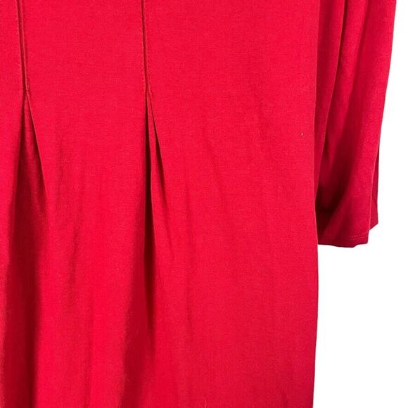 J Jill Wearever Womens Red Pleated Stretch Knit 3/4 Sleeve Above Length Dress M - Picture 14 of 16